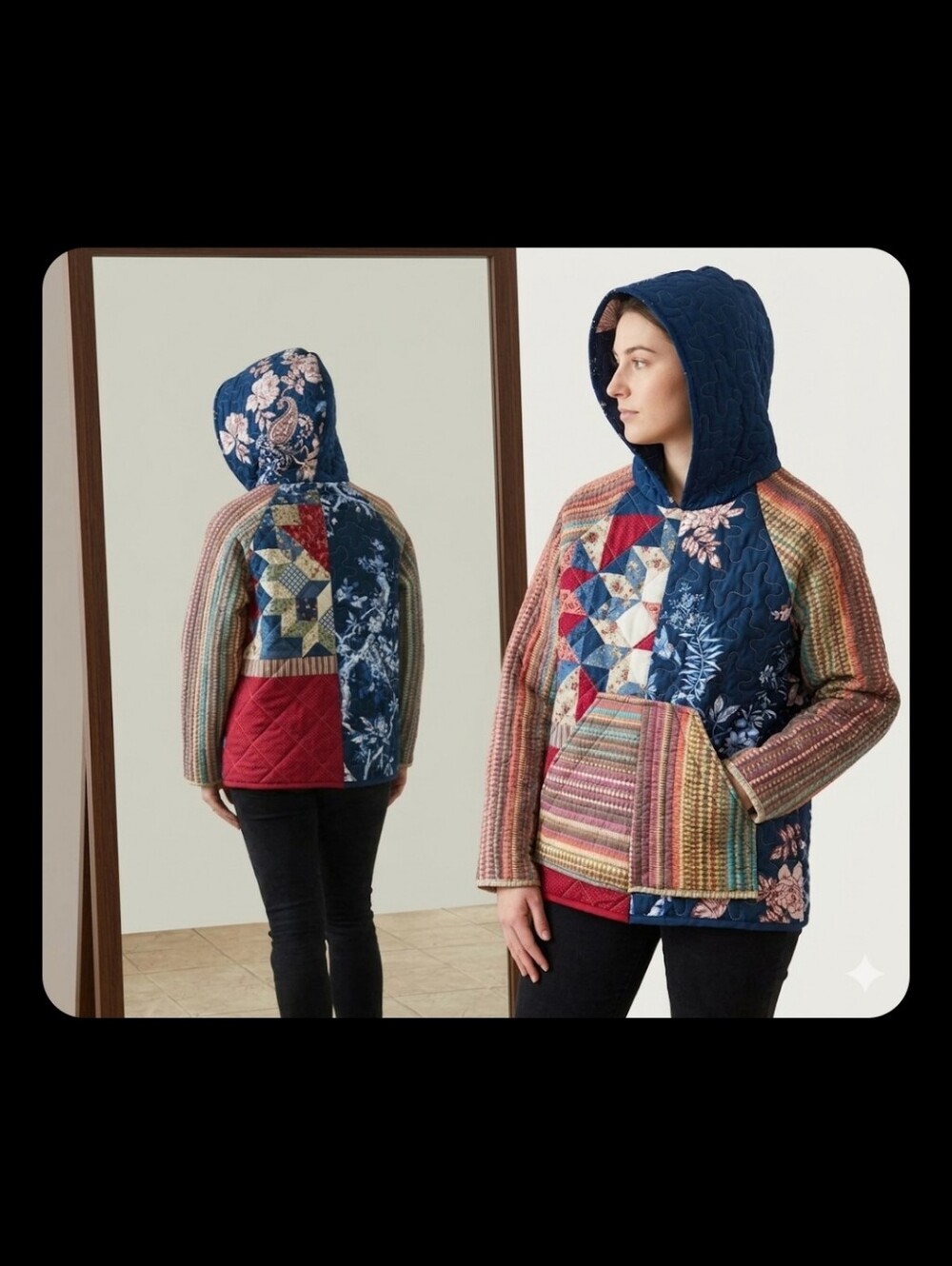 Upcycled Quilt Blanket Hoodie S-M Handmade Dont Throw It Out